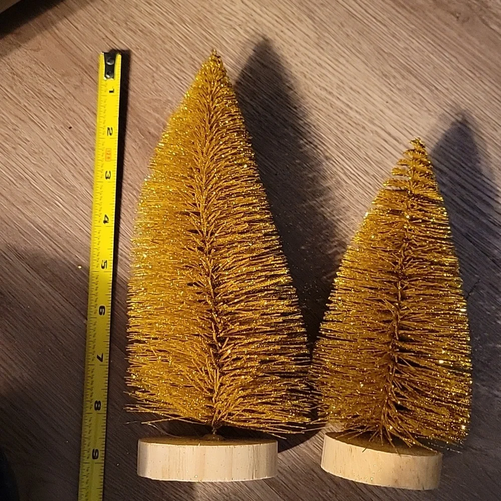 Set 6 NWOT Pottery Barn Gold Bottlebrush Trees